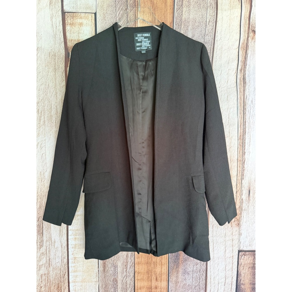 Just Female Blazer Fitted Open Front Career Office Minimalist Classic Black‎ XS
